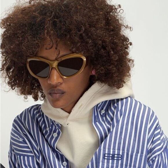 Balenciaga Sunglasses BB0228S 004 Gold Brown NEW - Picture 1 of 9